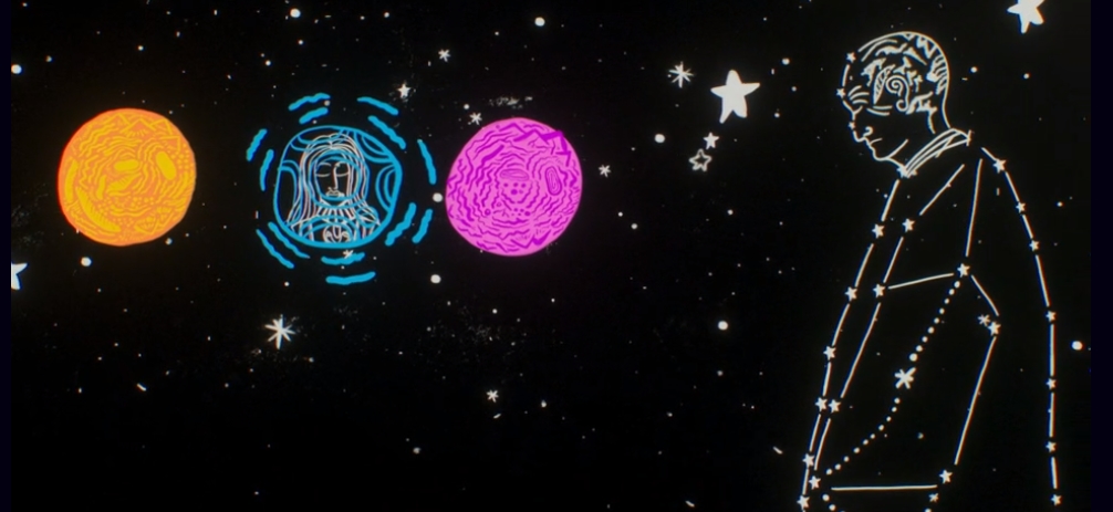 Still from Nina Chakrabarti's animation depicting Rakaya's imprisonment and Zellin's grief.